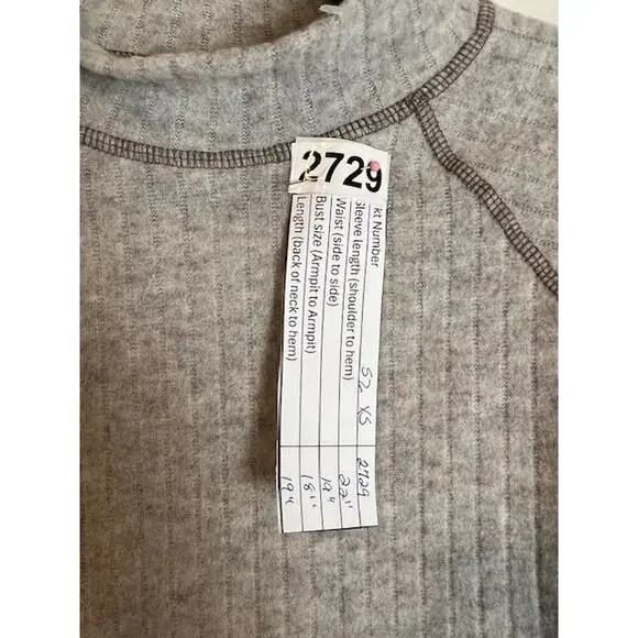 Lush Mockneck Cropped Ribbed Long Sleeve Sweater Plush Heather Grey Size XSmall - Picture 7 of 7